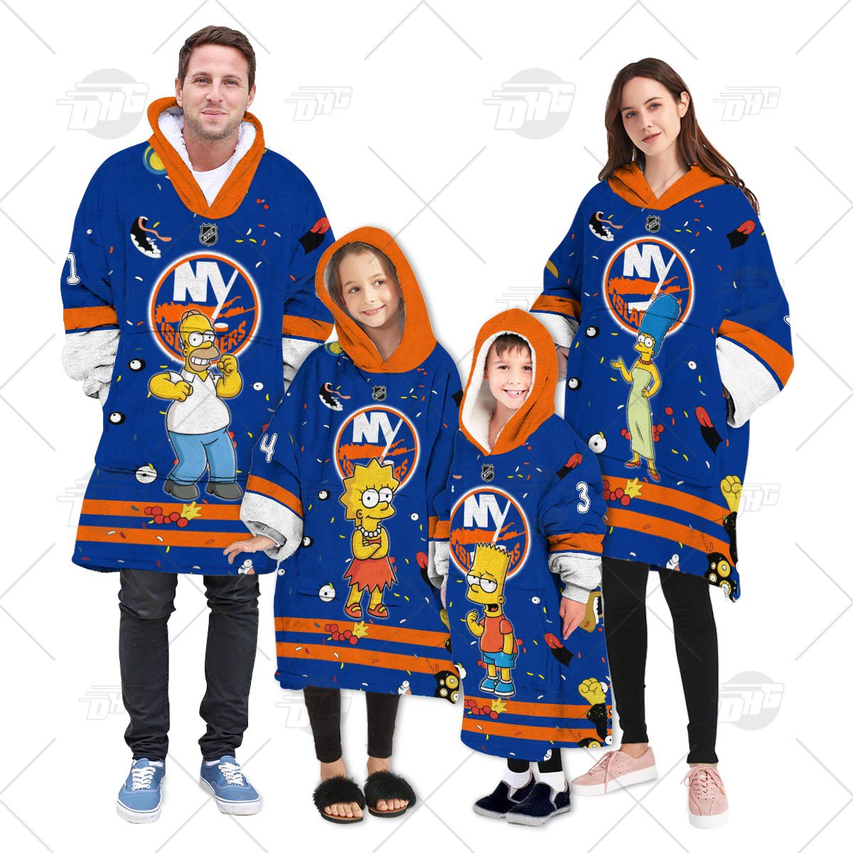 Personalized NHL Oodie New York Islanders Jersey ft. The Simpsons Hoodeez For Family Best Christmas Gift Custom Gift for Fans