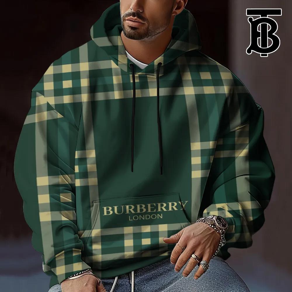 Plaid Pullover Hoodie Unisex Forest Green 2025