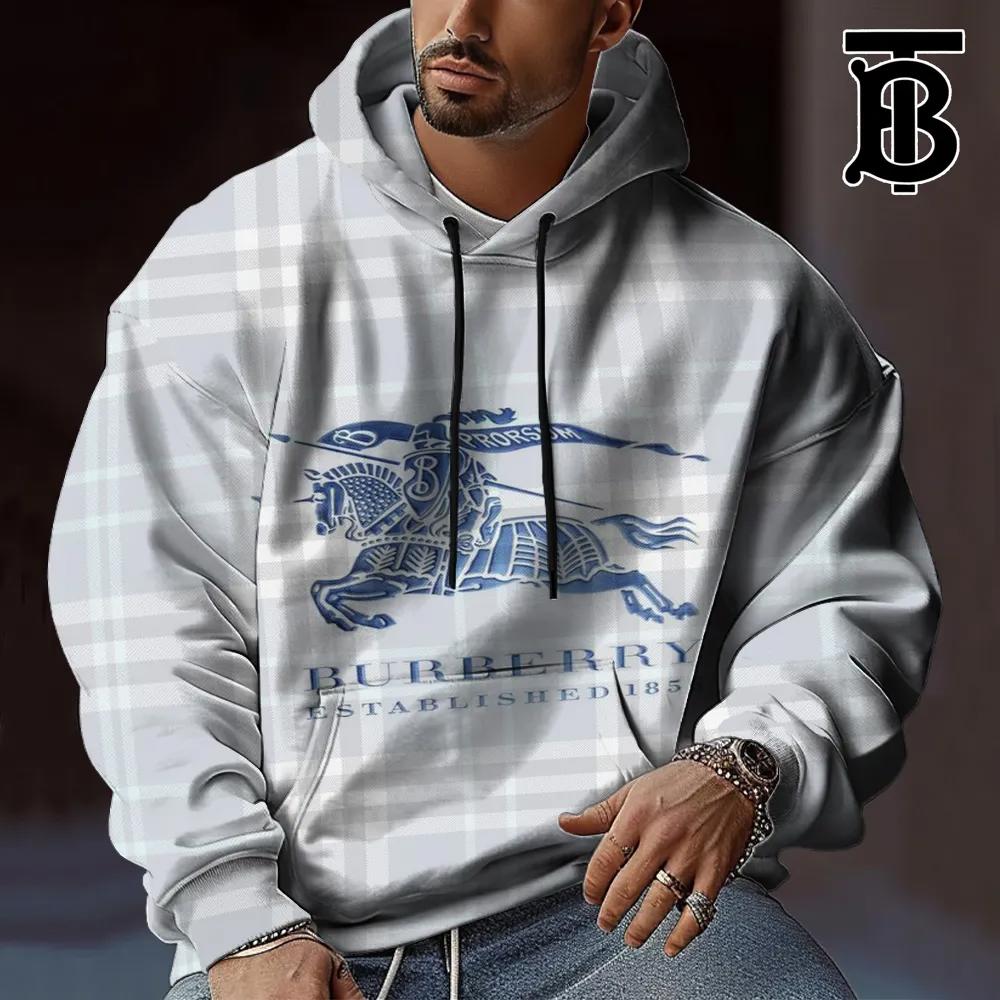 Plaid Rider Pullover Hoodie Unisex Cream Beige 2025