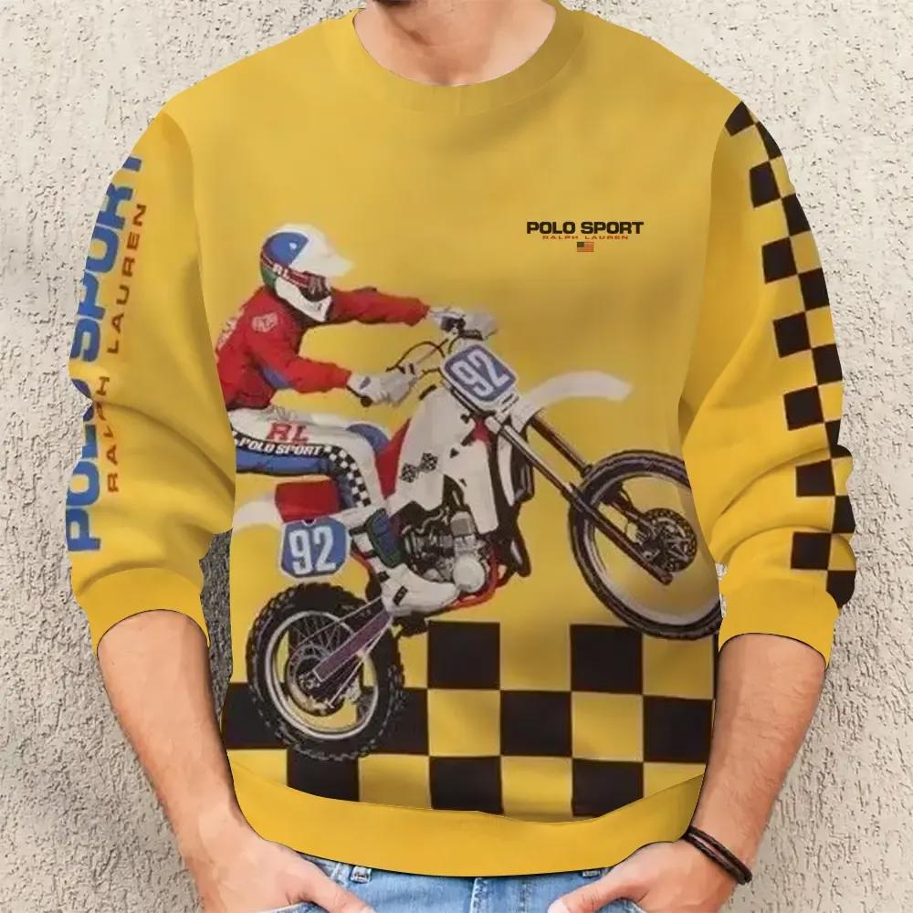 Polo Sport Ralph Lauren Yellow Checkered Moto Style Luxury Sweatshirt