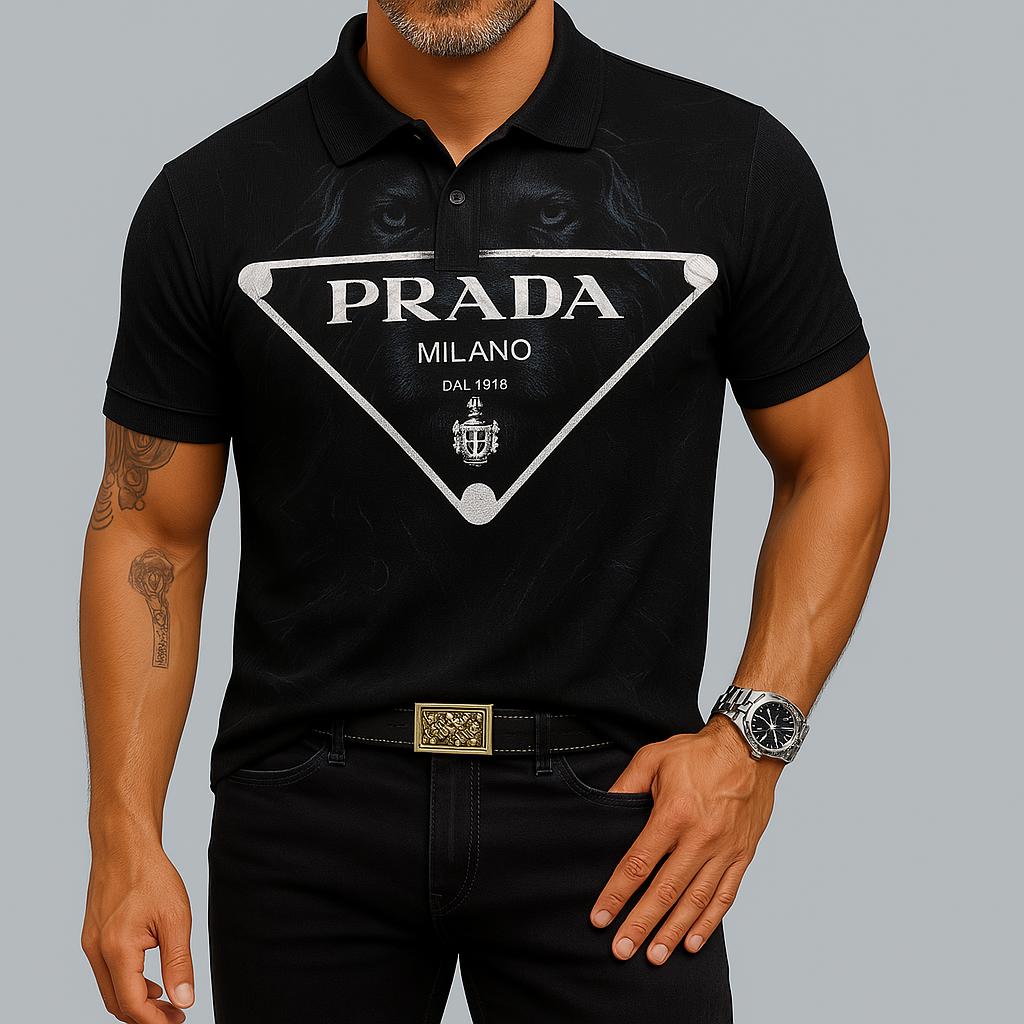Prada Black Cotton Polo Shirt – Modern Elegance