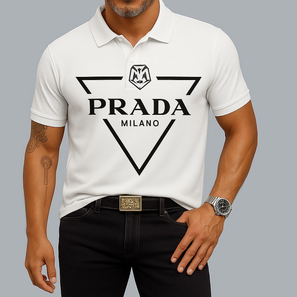 Prada Milano Polo Shirt Black & White Classic Fit