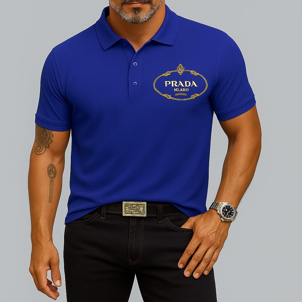Prada Milaro Blue Polo Shirt – Exquisite Luxury Branding and Comfort