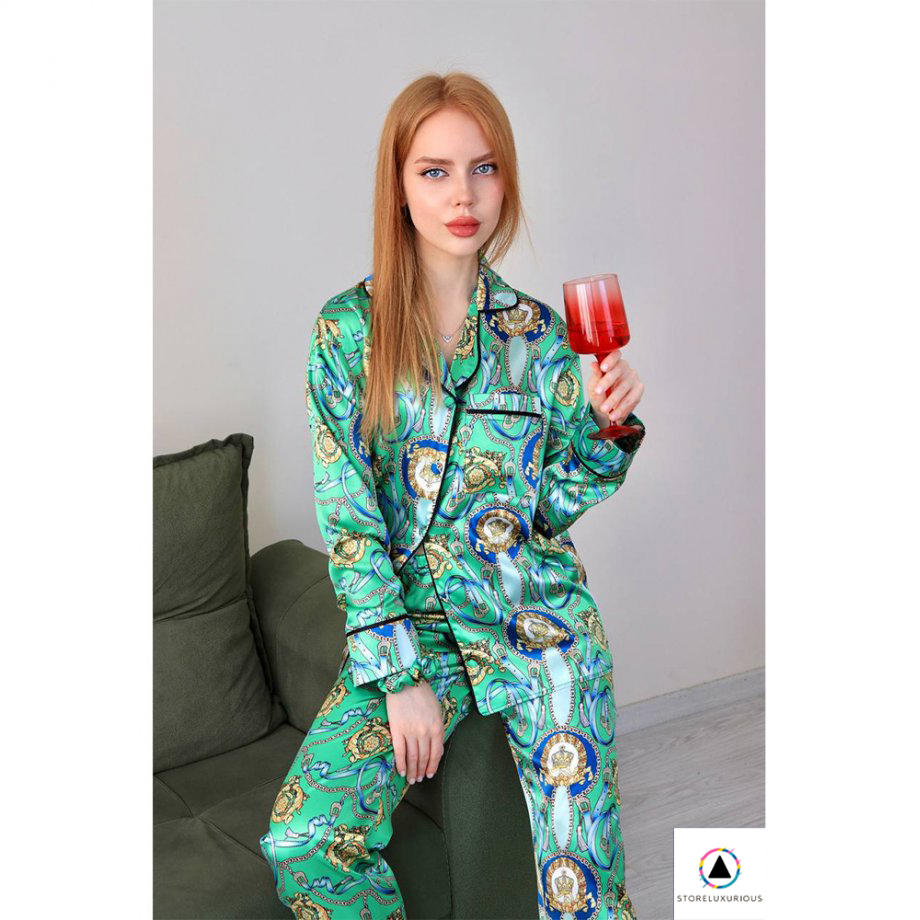 Premium Luxe Silk Ensemble with Statement Print and Bold Style