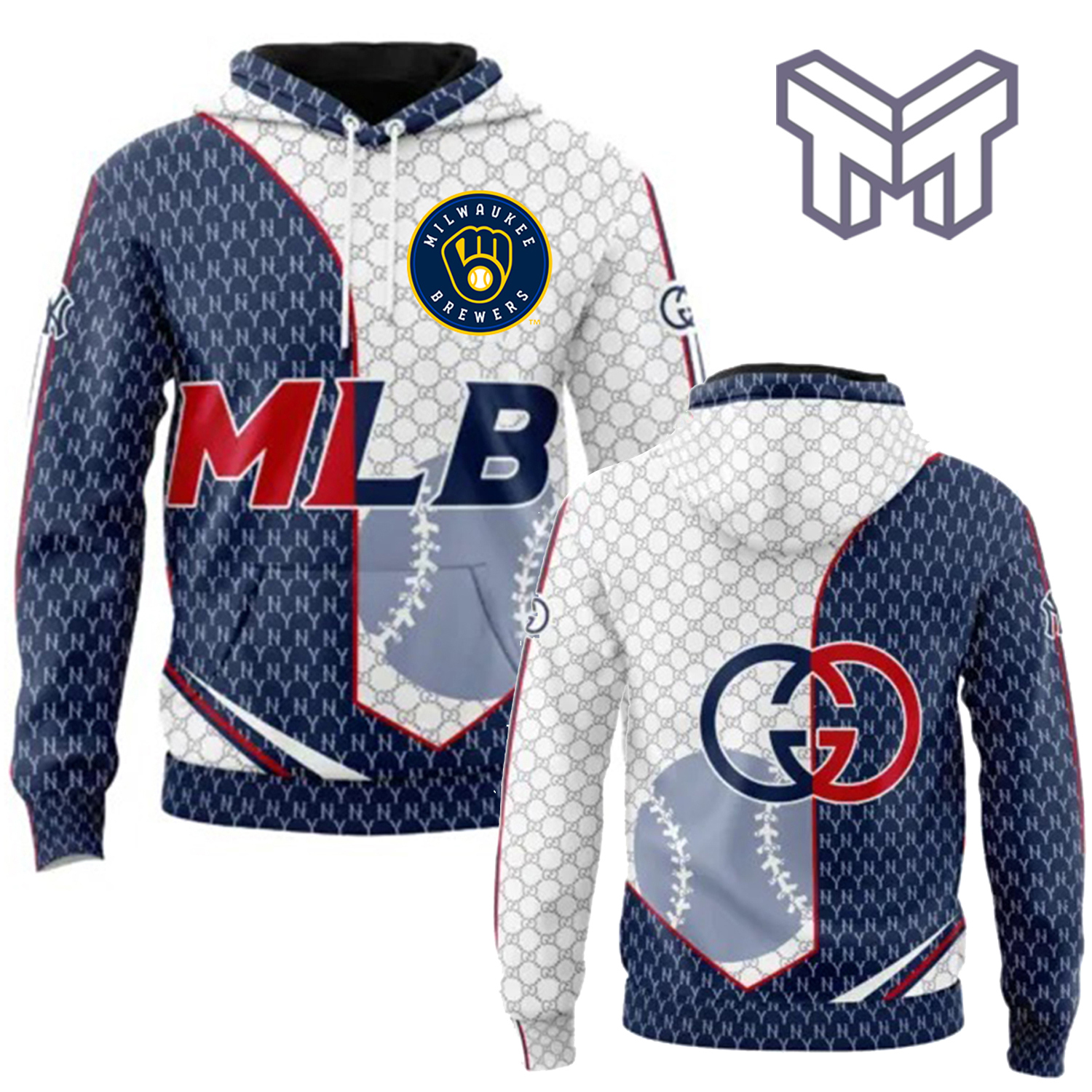 Premium MLB x Gucci Hoodie 3D | Chic Baseball Statement Pullover