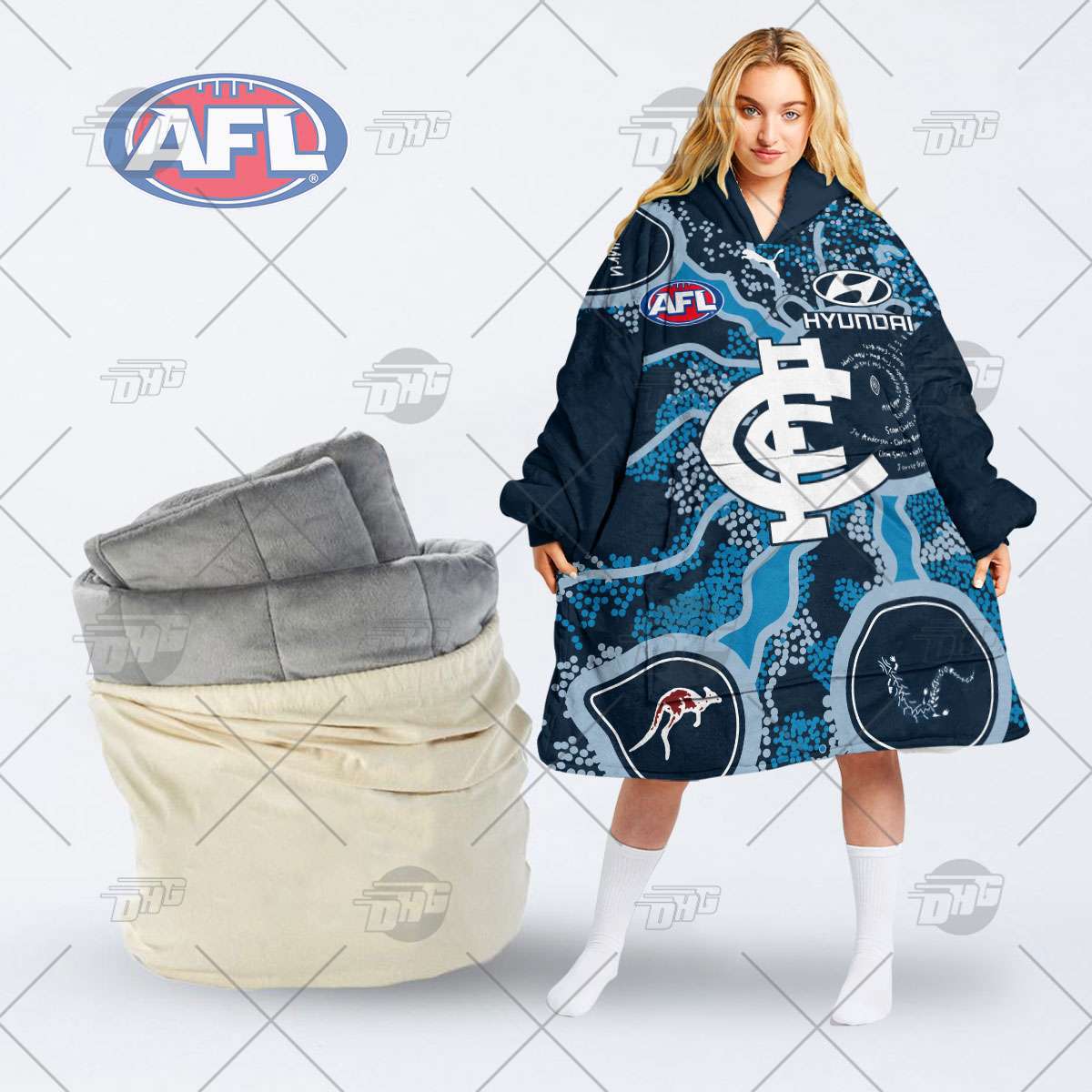 Puma AFL Kangaroos Limited Edition Hoodie Blanket and Bean Bag Set