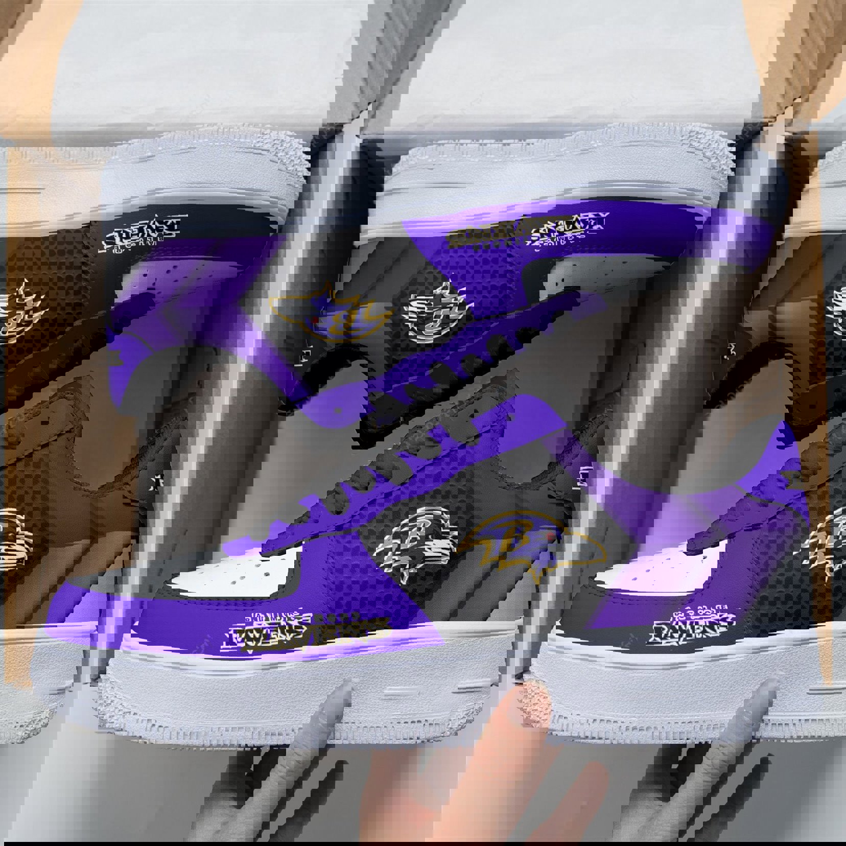 Purple & Black Airforce Sneaker with Ravens Logo and Premium Materials