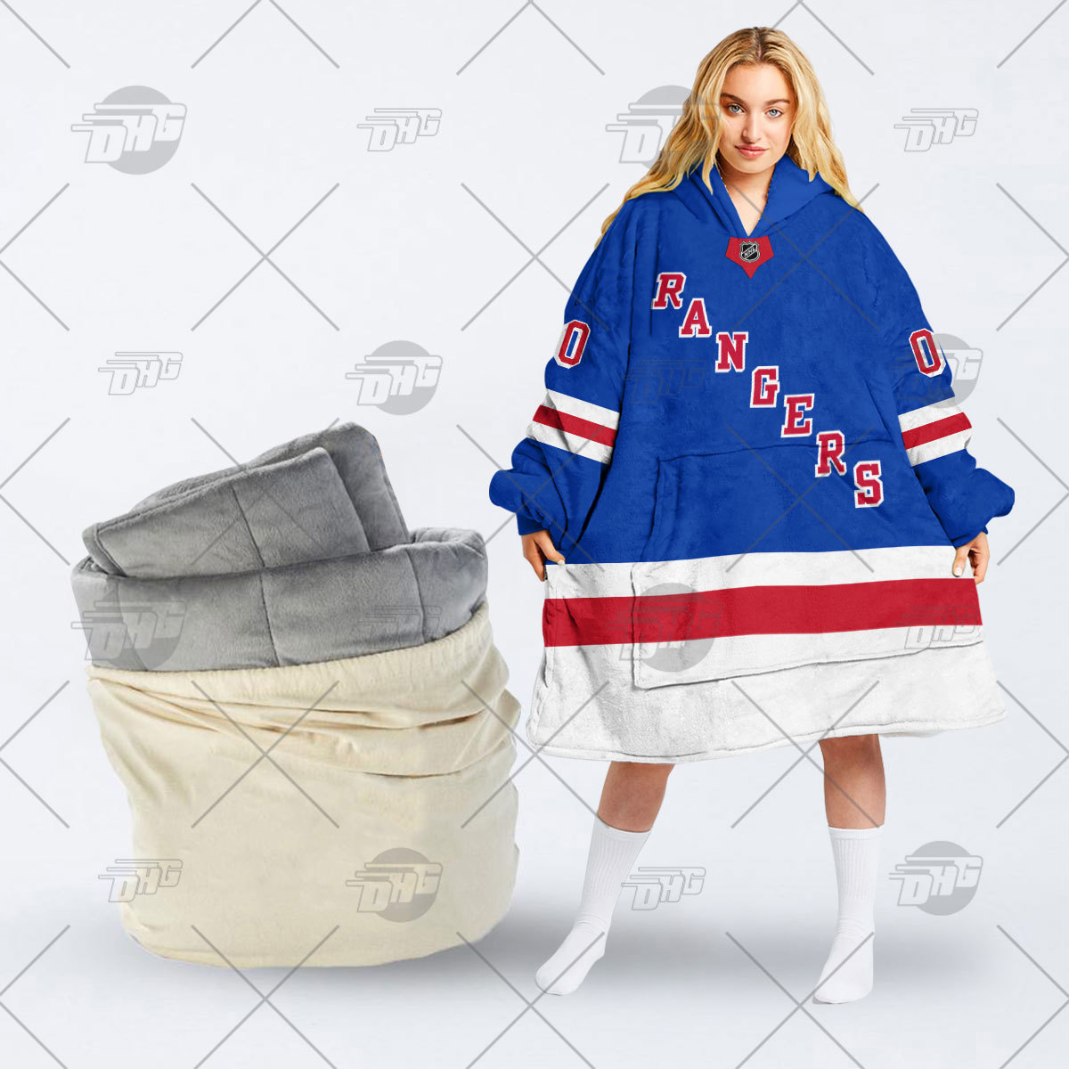 Rangers Hockey Jersey Blanket Hoodie + Comfortable Loungewear