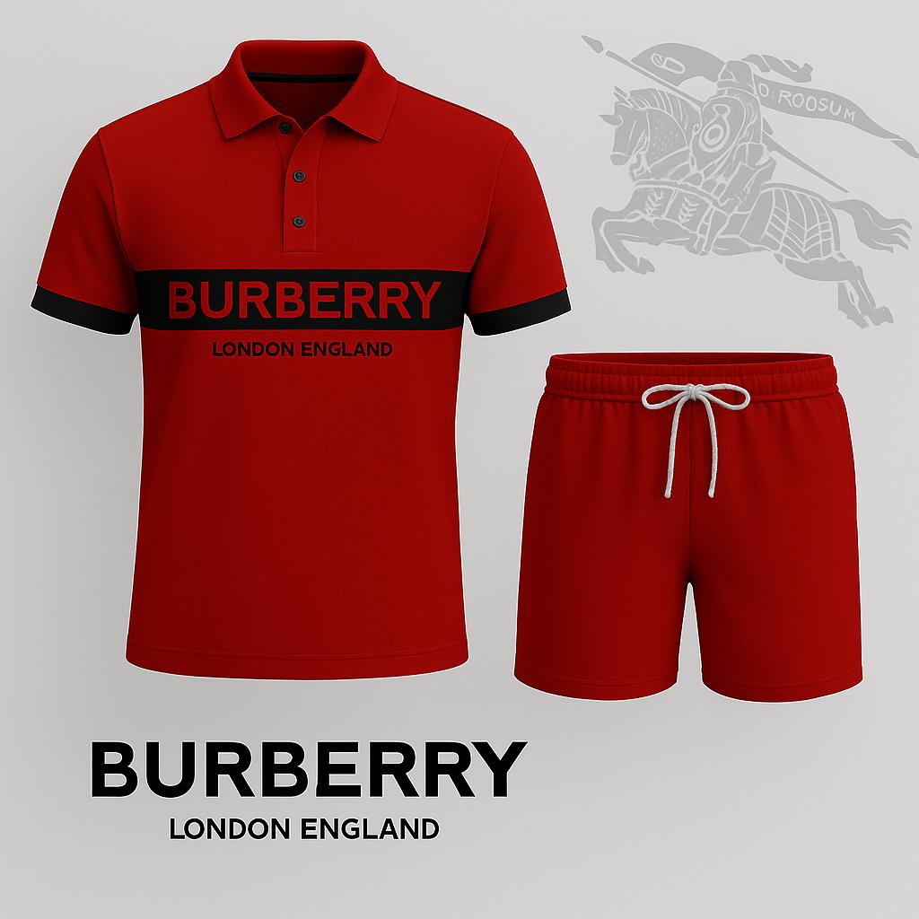 Red and Black Premium Burberry Polo Short