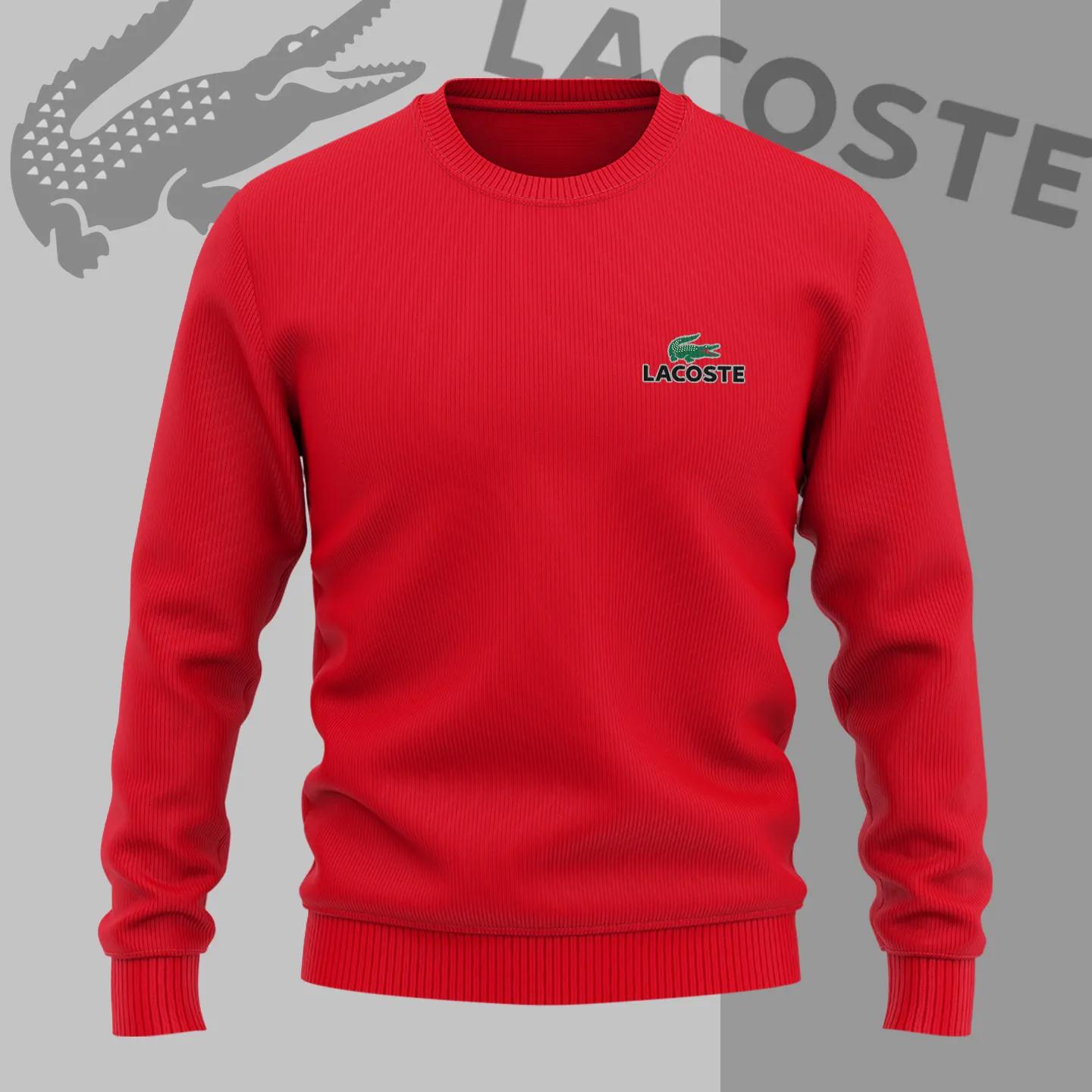 Red Lacoste Sweater with Green Crocodile Logo