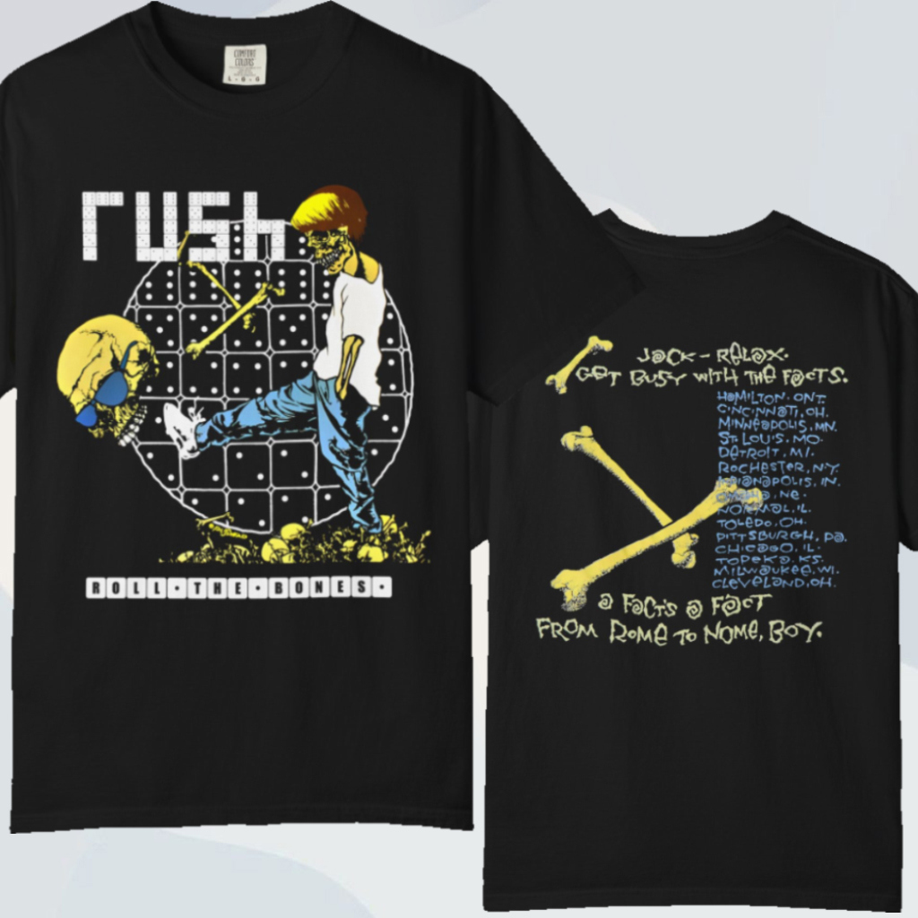 Rush Roll The Bones T-Shirt 3D Black Statement Tee