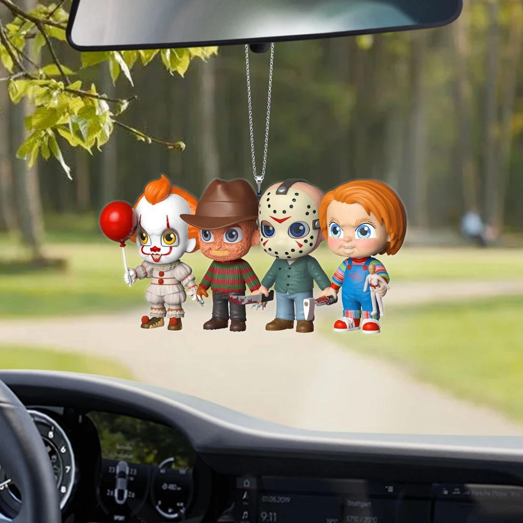 Scary Horror Icons Car Ornaments Set