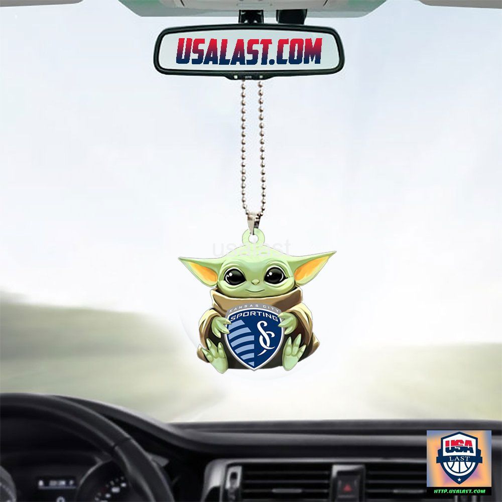 Sporting Kansas City Baby Yoda Ornament Charm and Premium Car Accessory
