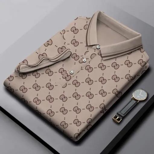 Statement Luxe Polo with Monogrammed Pattern and Sophisticated Button Closure