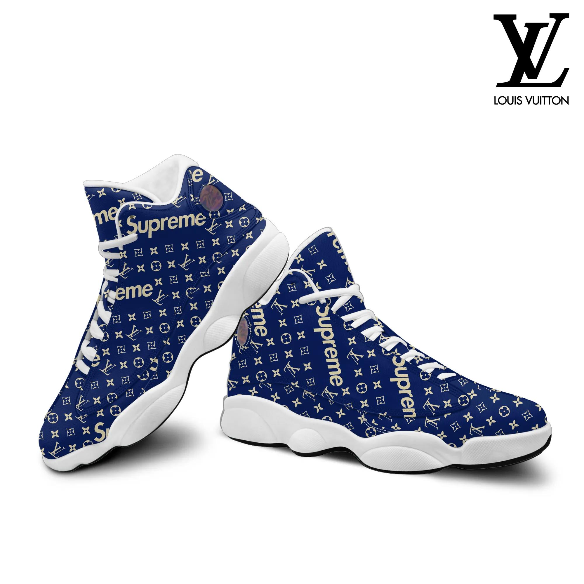 Supreme x Louis Vuitton Blue Monogram Jordan 13 Sneaker - Bold Statement Piece