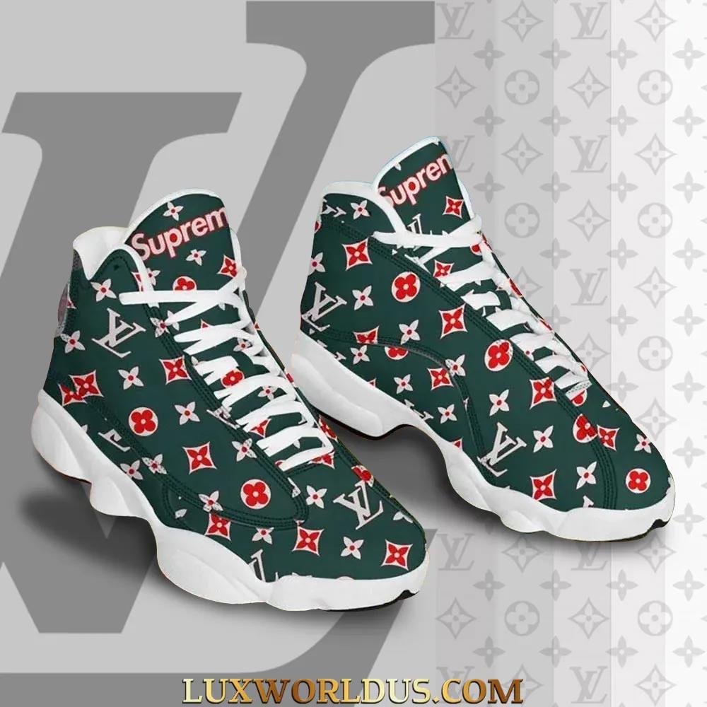 Supreme x Louis Vuitton Green Air Jordan 13 High Top Sneaker