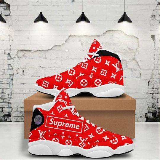 Supreme x Louis Vuitton Red Monogram Air Jordan 13 Sneaker