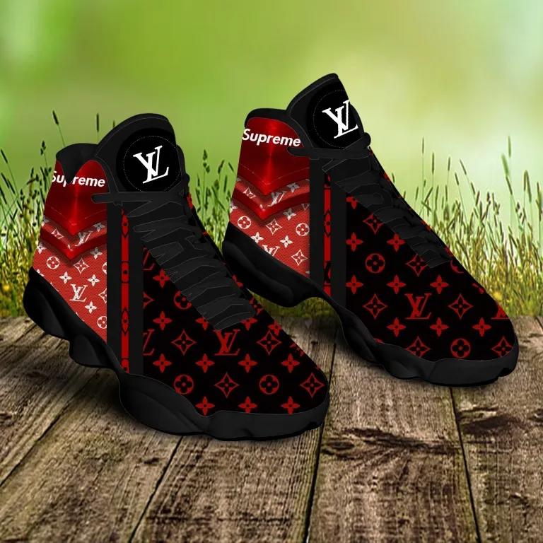 Supreme x Louis Vuitton Red Monogram Jordan 13 Sneaker High Top