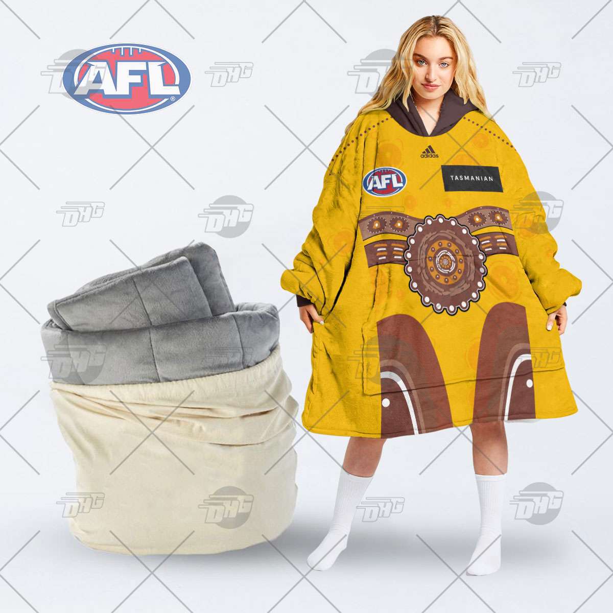 Tasmanian AFL Hoodie Blanket and Beanbag Set for Relaxation
