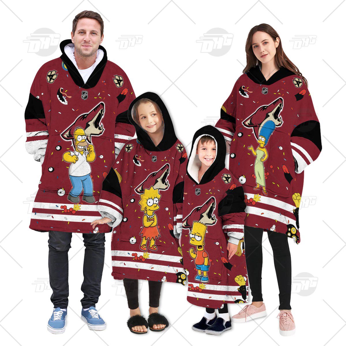 The Simpsons Family Cozy Blanket Oodie Maroon Edition