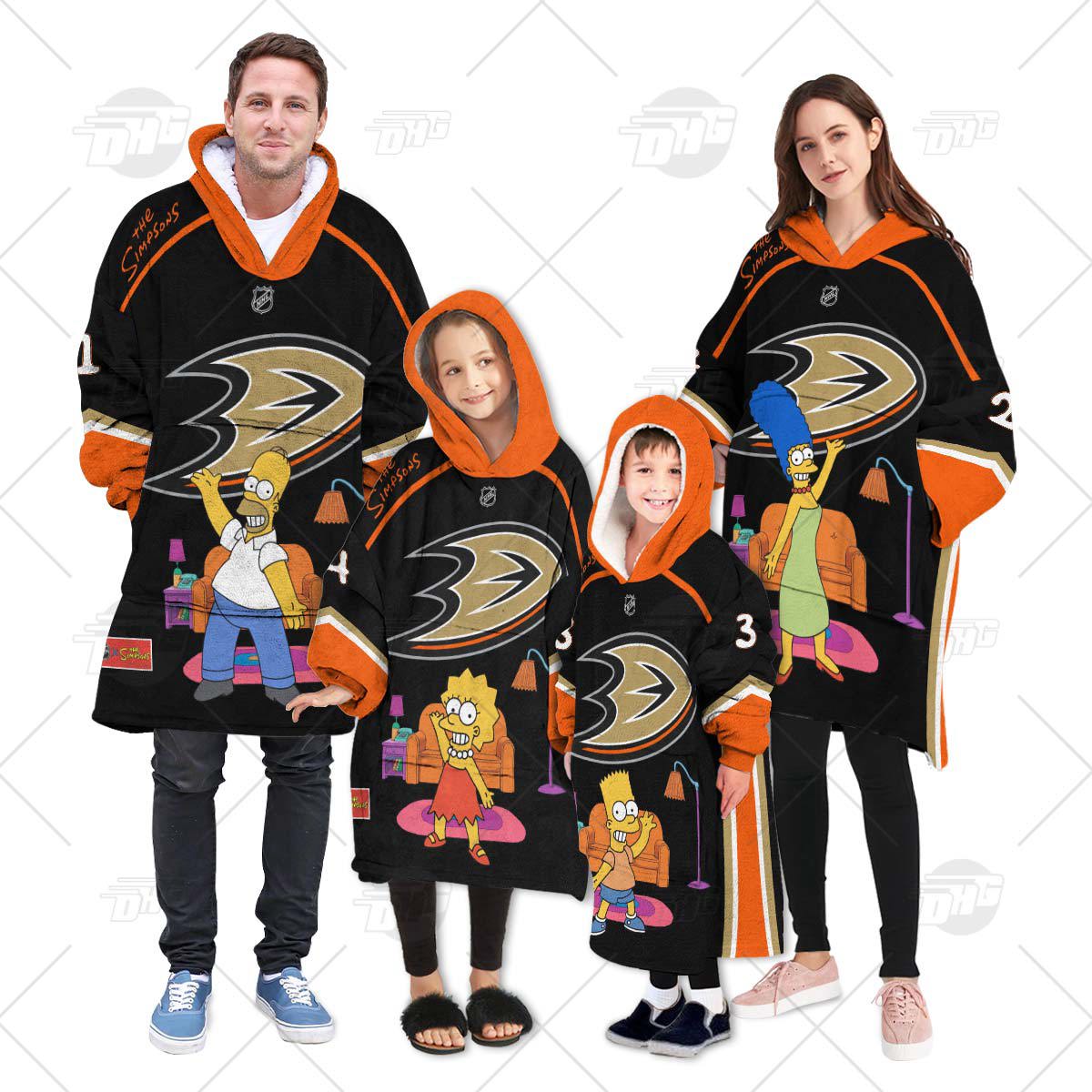 The Simpsons x Anaheim Ducks Hoodie Blanket Oodie