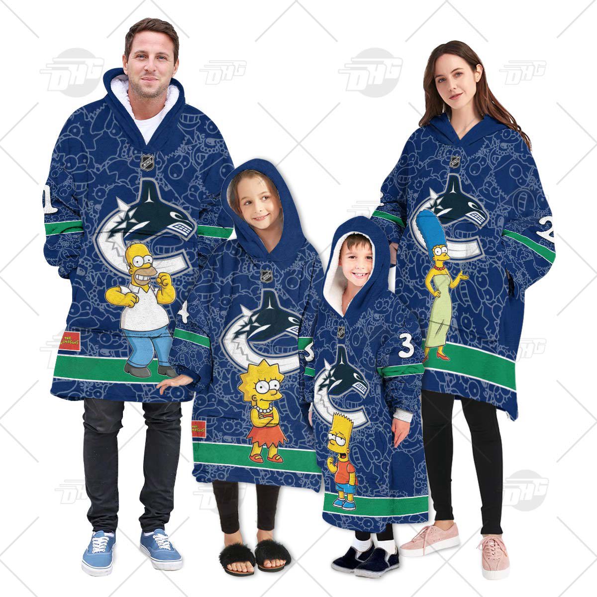 The Simpsons x Canucks Hoodie Blanket and Oodie