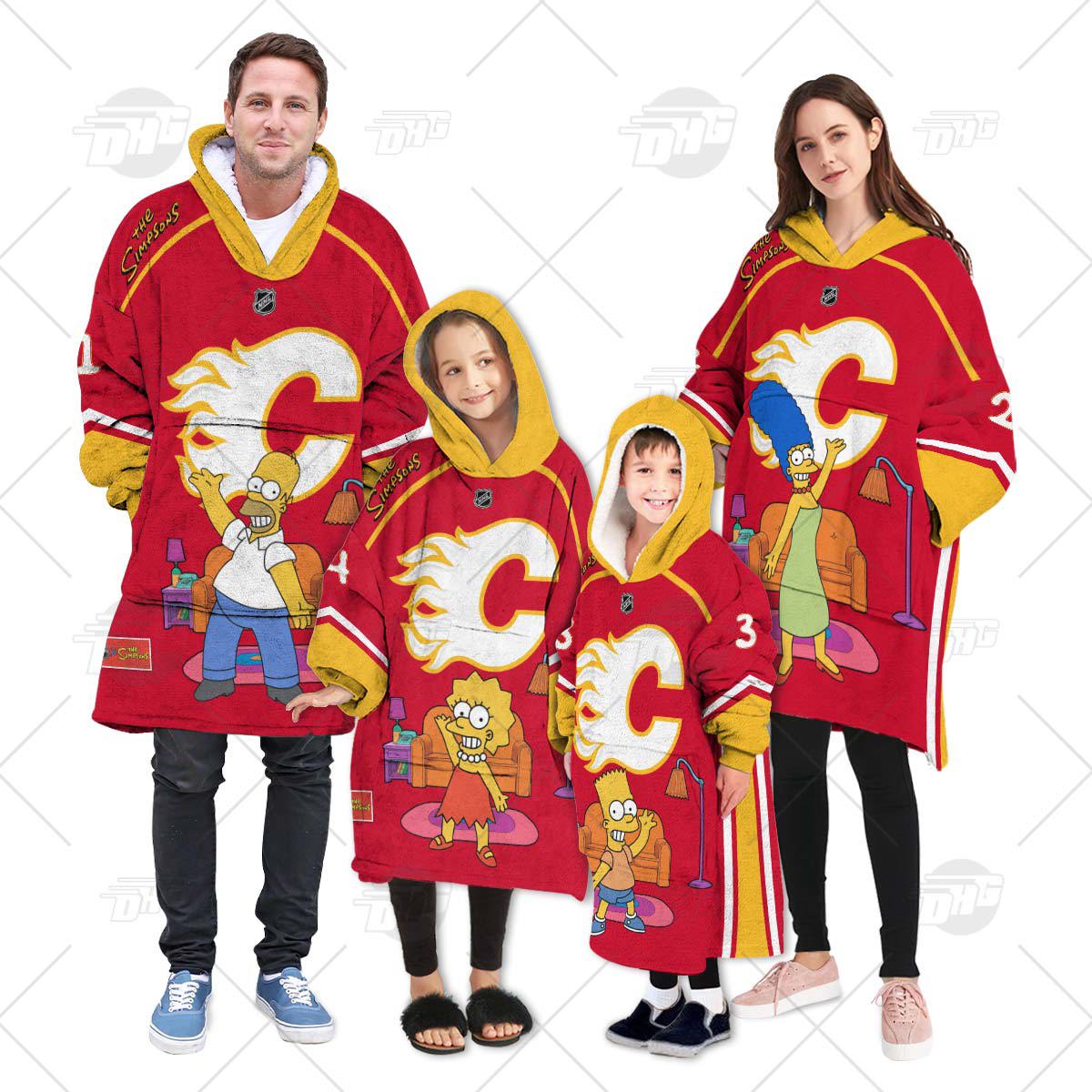 The Simpsons x NHL Calgary Flames Oodie Hooded Blanket