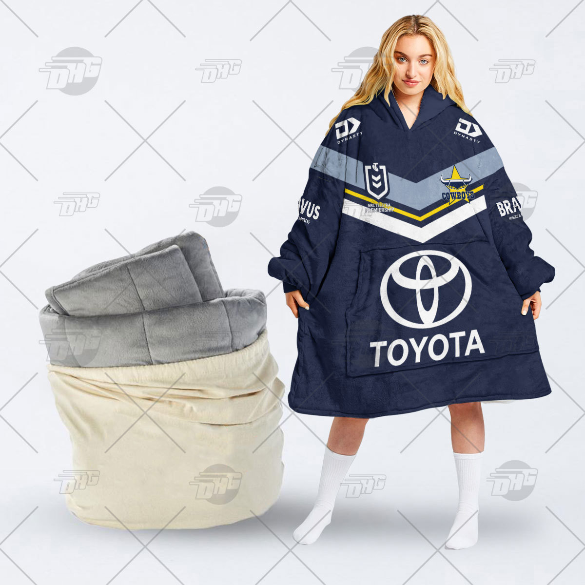 Toyota Logo Hoodie Blanket Oodie Navy Blue Minimalist