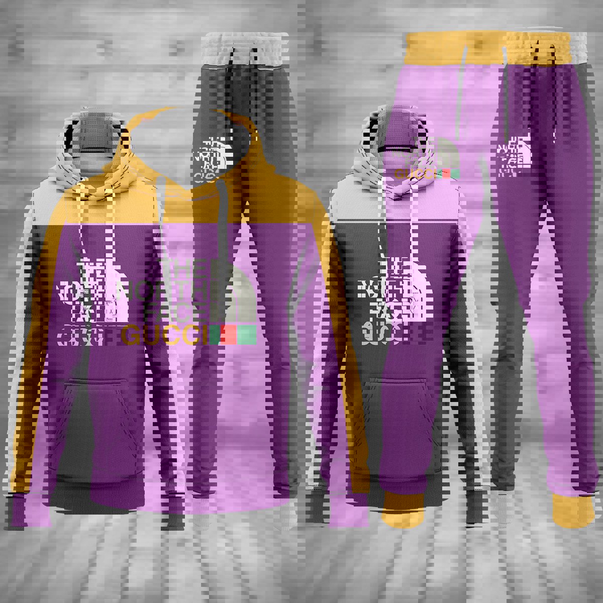 Unisex Colorblock Pullover Hoodie 2025 in Purple Gold
