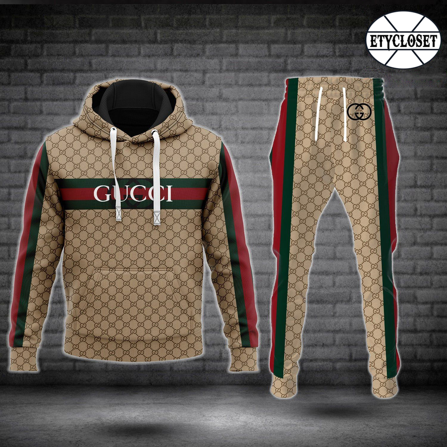 Unisex Cream Beige Pullover Hoodie 2025 with Retro Stripe