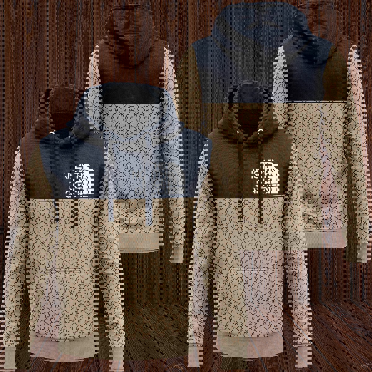 Unisex Pullover Hoodie 2025 in Cream Beige Monogram Block