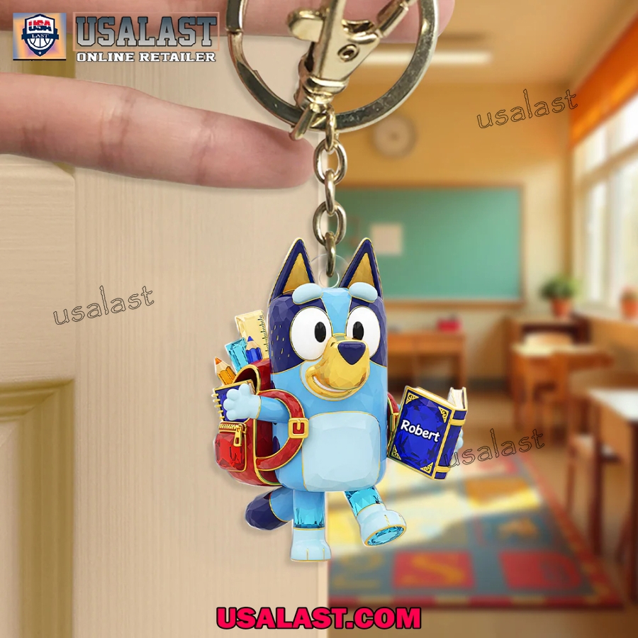 USALAST Bluey Keychain with Personalized Name Tag and Backpack Feature