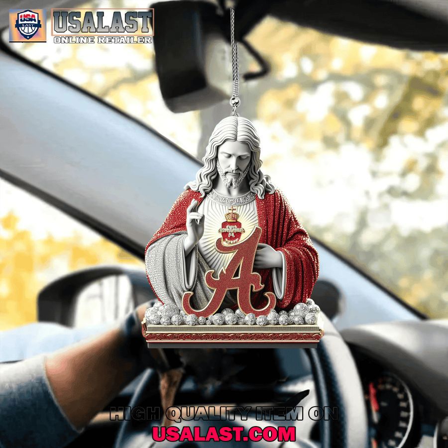 USALAST Iconic Crimson & Silver Alabama Car Ornament