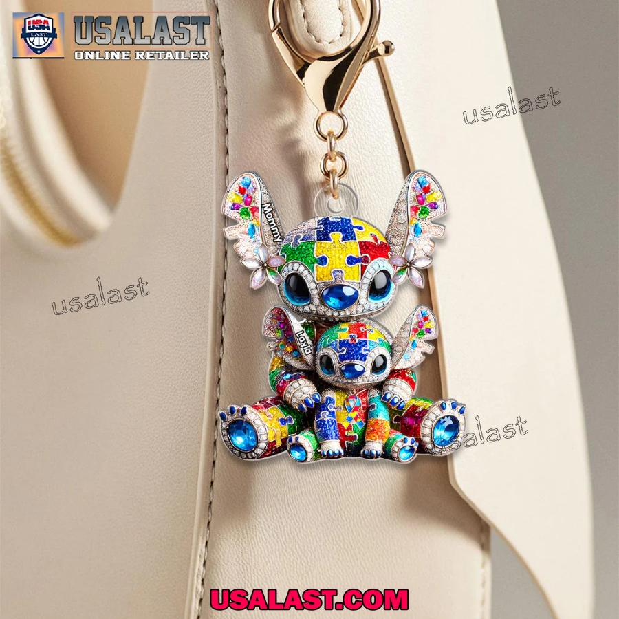 USALAST Limited Edition Autism Awareness Rhinestone Keychain Ornaments
