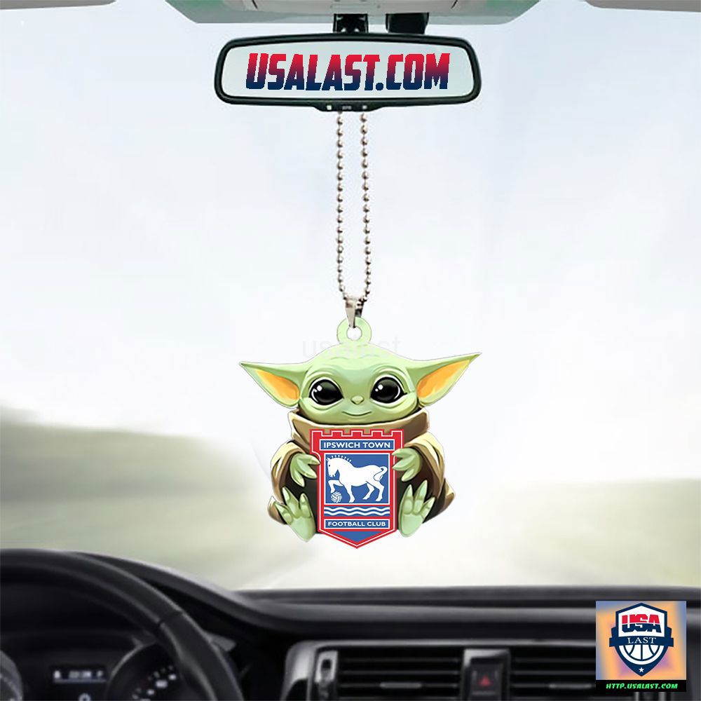 USALAST.COM Baby Yoda Ornament with Ipswich Town FC Emblem