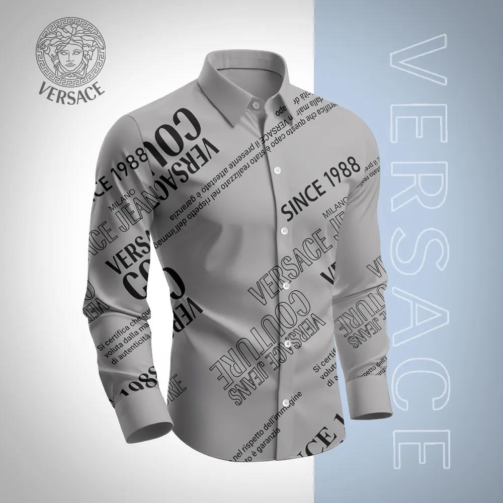 Versace Couture Statement Shirt | Gray Long Sleeves Shirt