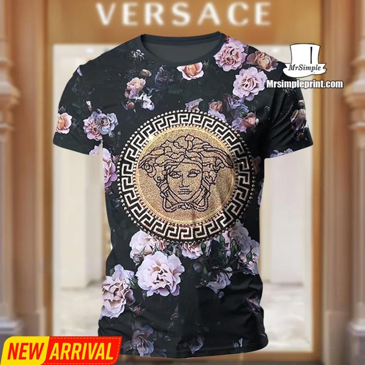 Versace Floral Gold Medusa T-Shirt 3D