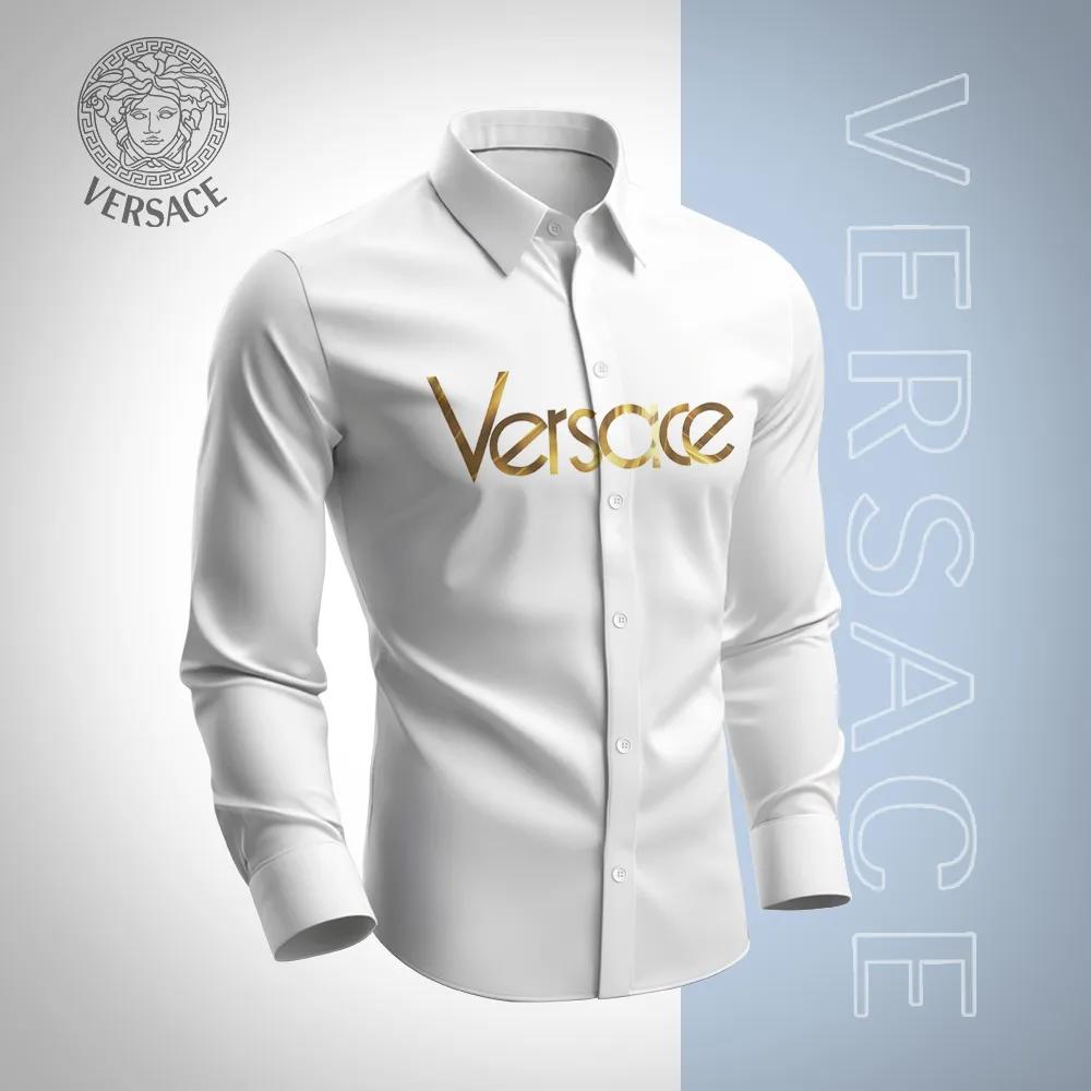 Versace Gold Foil Logo Long Sleeves Shirt