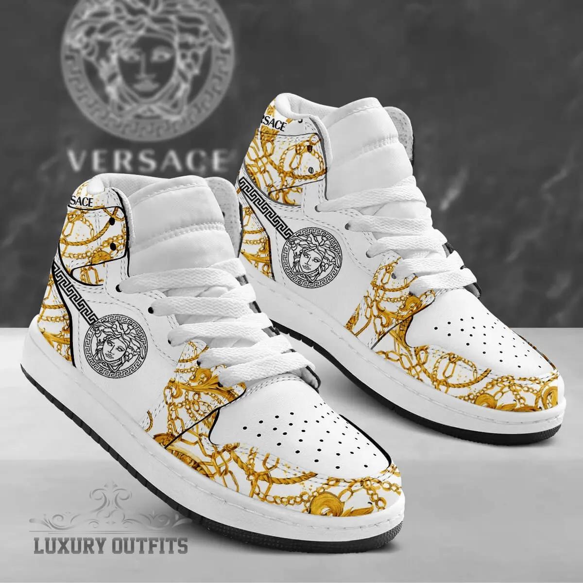Versace Golden Chains Air Jordan 1 High Top Sneakers