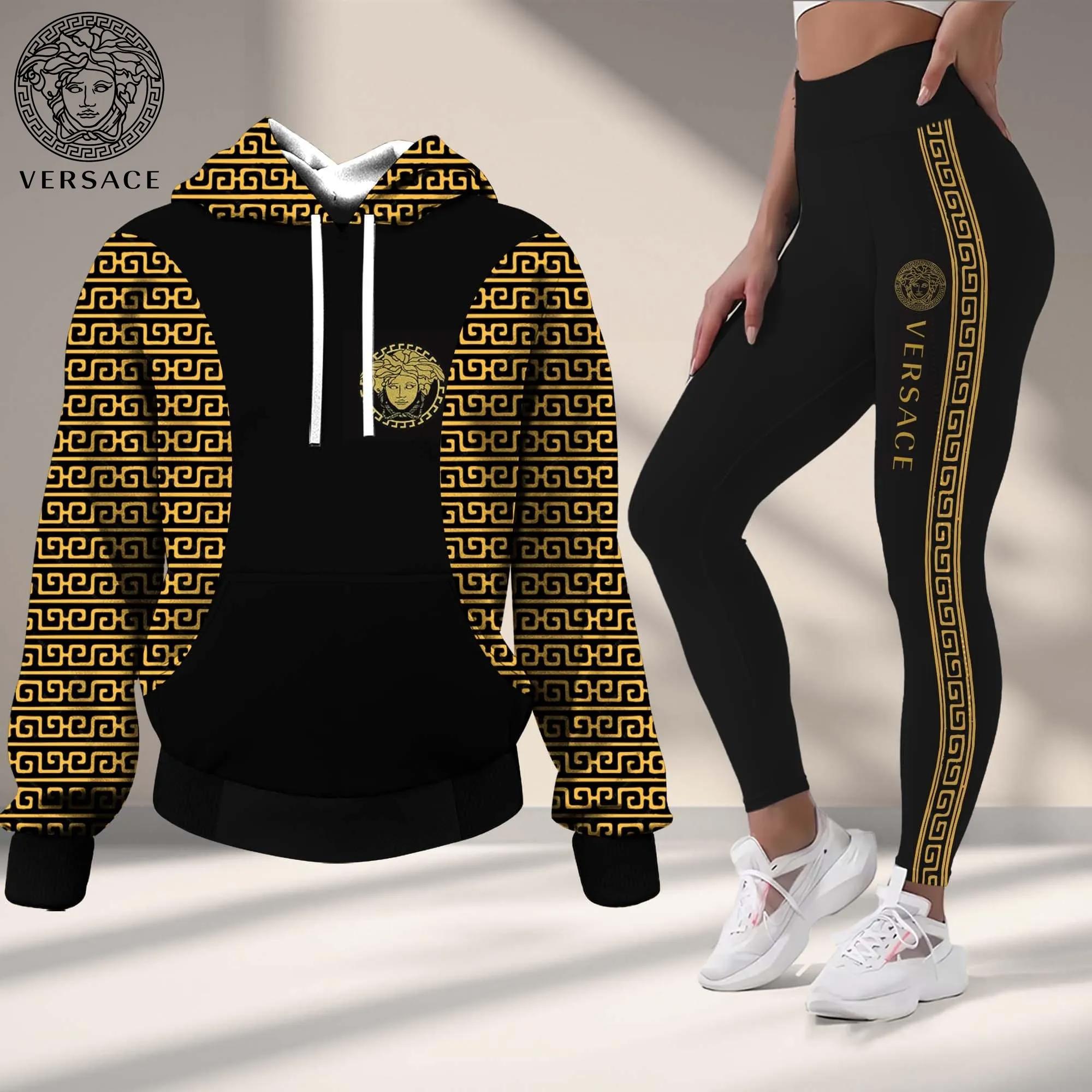 Versace Iconic Grecian Pattern Hoodie & Leggings Set
