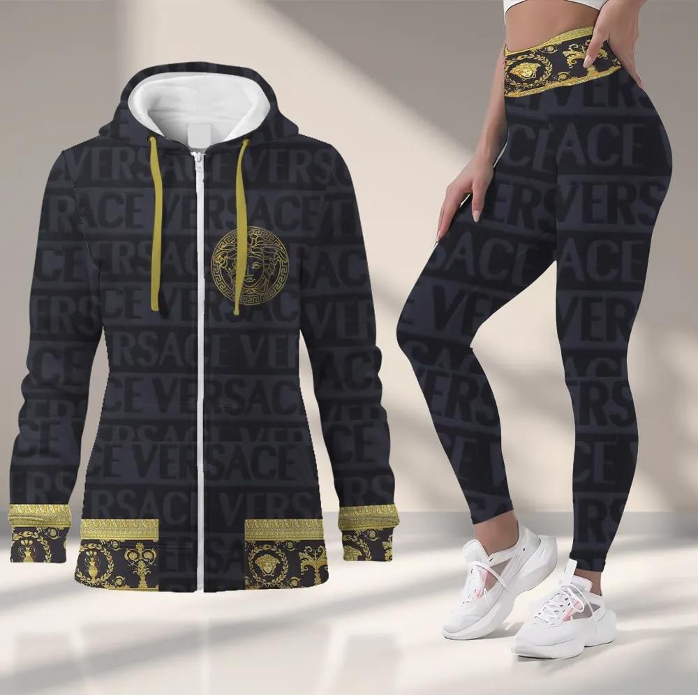 Versace Iconic Logo Hoodie + Leggings Set