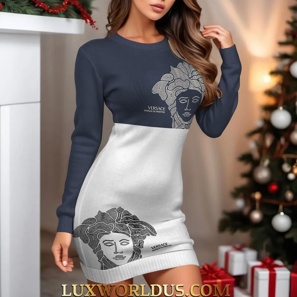Versace Limited Edition Sweater Dress in Chic Colorblock Design