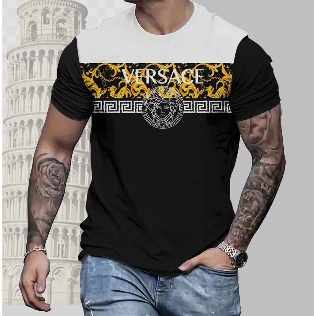 Versace Luxe Gold Baroque Print T-Shirt 3D