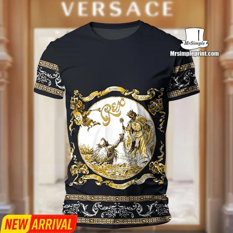 Versace Luxury Gold Print T-Shirt 3D