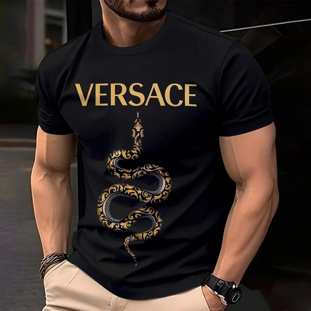 Versace Luxury Statement T-Shirt 3D Edgy Bold and Stylish Black Snake Print
