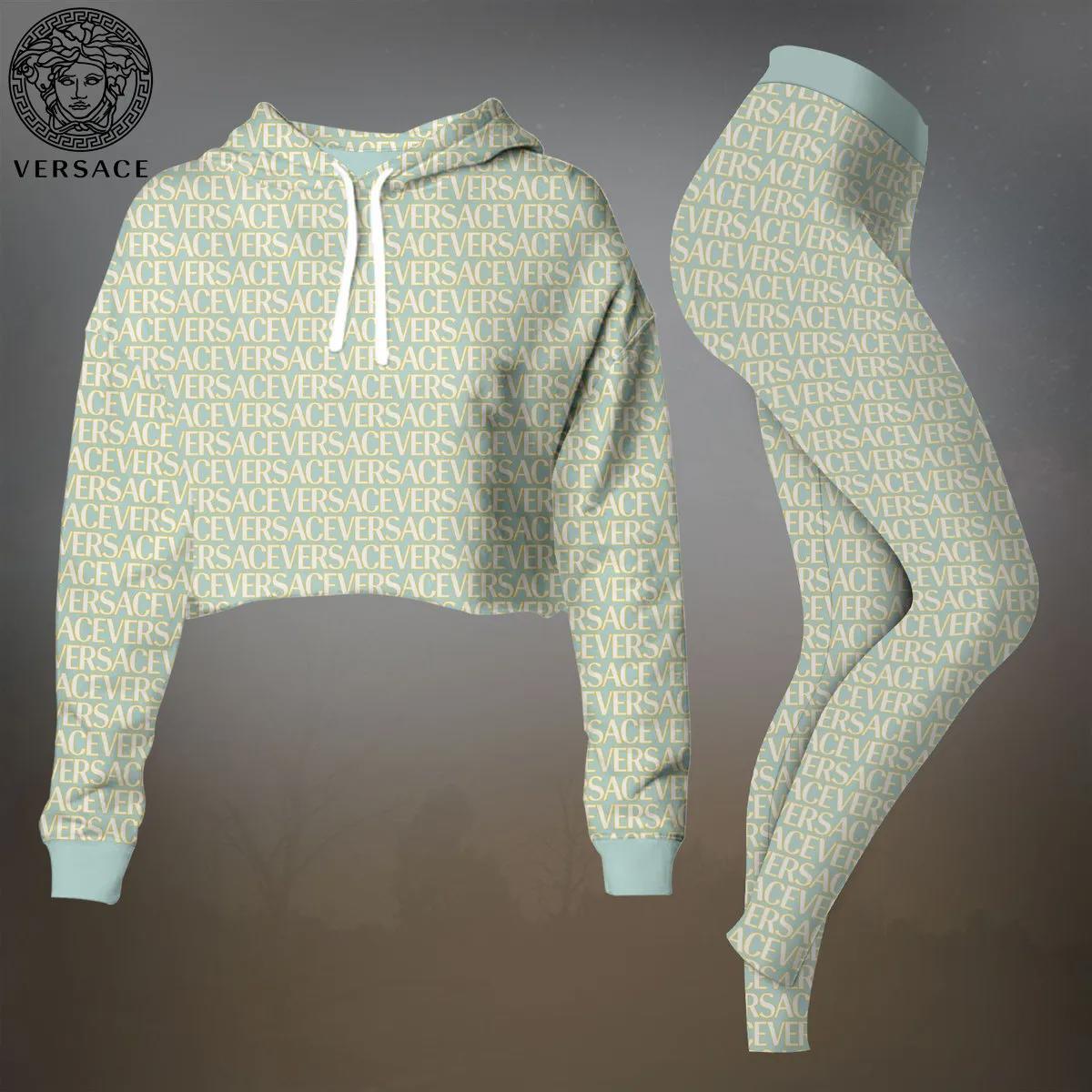 Versace Monogram Print Hoodie & Leggings Set