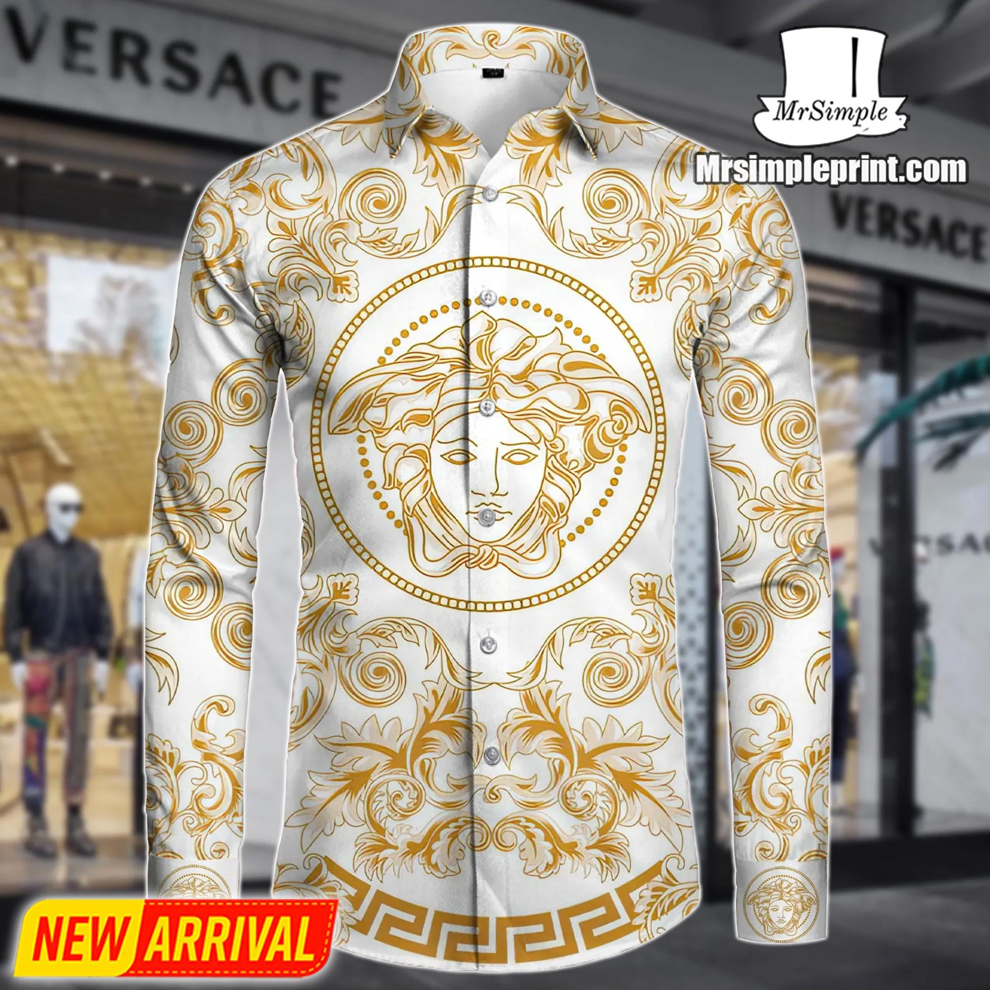 Versace Statement Gold Print Button-Up