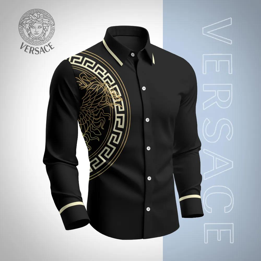 Versace Statement Gold Print Long Sleeves Shirt