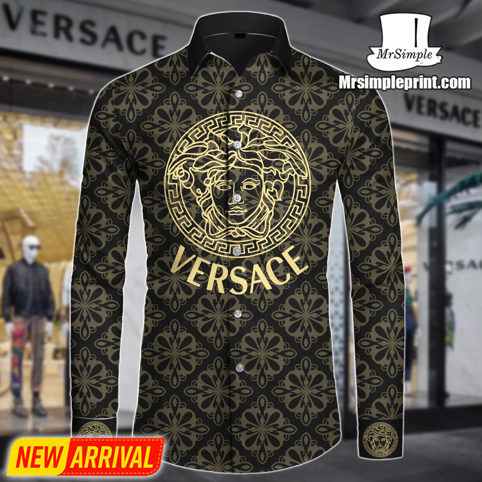 Versace Statement Shirt with Bold Gold Medusa Print