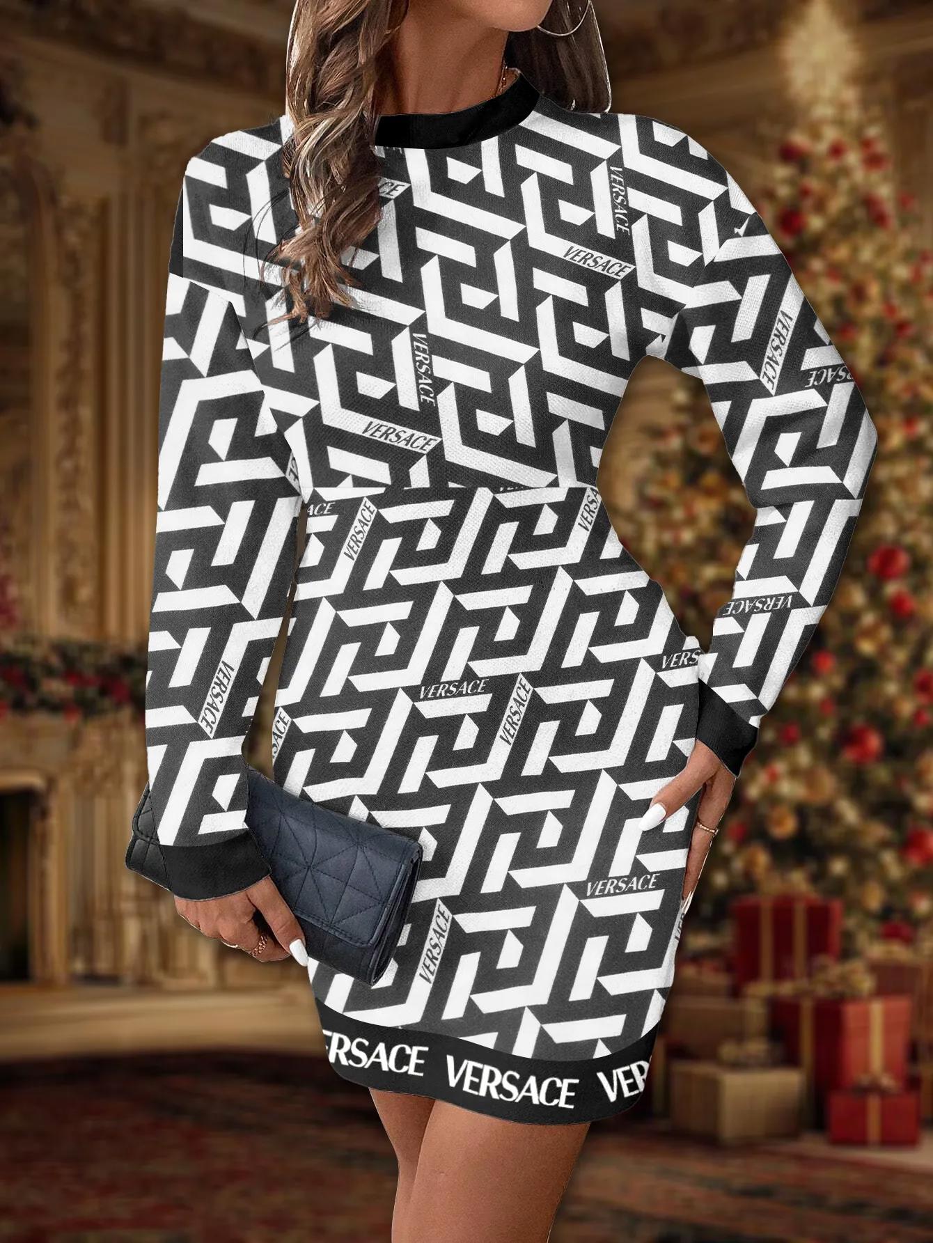 Versace Statement Sweater dress black and white